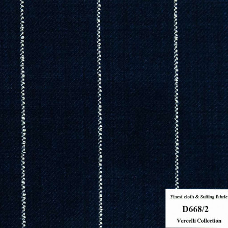 D668/2 Vercelli CXM - Vải Suit 95% Wool - Xanh Dương Sọc